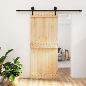 vidaXL Преплъзваща се врата Естествено и черно 85 x 210 cm (3445154)