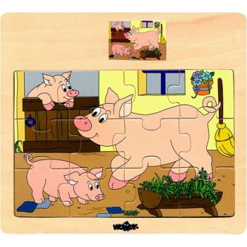 Woodyland Пъзели " Домашни животни" - 12 части - 6 вида (93010)