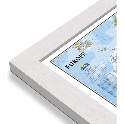 National Geographic Evropa - nástěnná mapa Classic 118 x 92 cm Varianta: mapa v dřevěném rámu, Provedení: Pegi bílý