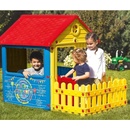 Hracie domčeky Dolu zahradný domček s plotem plastový modrý
