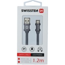 Swissten 71523202 Datový Textile Usb / Lightning, 1,2m, šedý