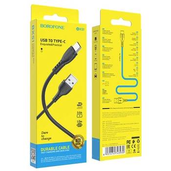 Borofone kabel BX51 Triumph USB do USB-C, 1 m, 3A - černý