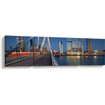 Obraz - Stmívání v Rotterdamu, Holandsko, třídílný 170x50 cm – Hledejceny.cz