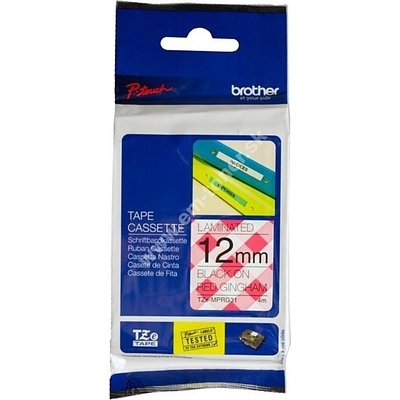páska BROTHER TZeMPRG31 čierne písmo, červená gingham paterna Tape (12mm)