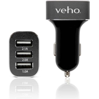 Veho Зарядно за кола (5.1 Ампера) с 3 USB изхода за смартфони и таблети - Veho Car Charger USB 5.1A (черен) (VAA-010)