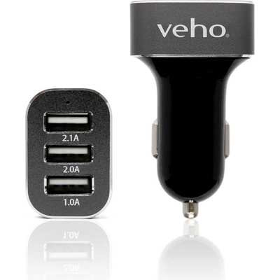 Veho Зарядно за кола (5.1 Ампера) с 3 USB изхода за смартфони и таблети - Veho Car Charger USB 5.1A (черен) (VAA-010)