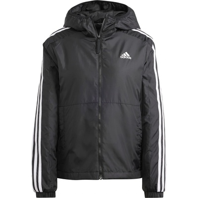 adidas Яке Adidas Women's 3 Stripe Essential Water Resistant Wind Resistant Long Sleeve Puffer Jacket - Black/White