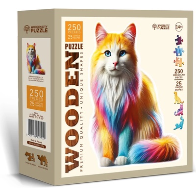 Wooden City - Puzzle Rainbow Cat wooden - 250 piese