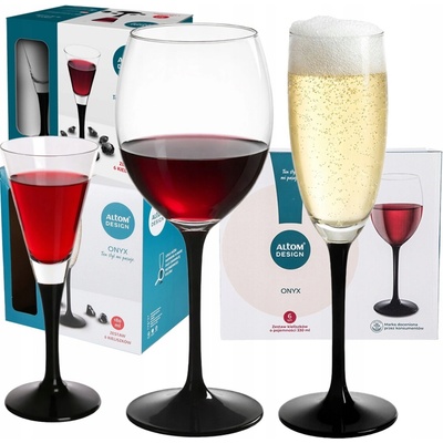Altom Súprava pohárov Onyx na víno šampanské a vodku 18 kusov 330/180/ 50 ml