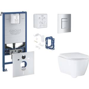 GROHE Rapid SLX - Комплект за предстенен монтаж, тоалетна седалка, седалка SoftClose, бутони Skate Cosmopolitan и комплект за поставяне на таблет, матов хром SANI11BB2132 (SANI11BB2132)