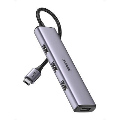 4-портов USB-C хъб за компютри и лаптопи - Ugreen USB-C 4-port USB 3.0 (тъмносив) (20841)