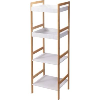 Sconto Regál MAX biela/bambus, výška 110 cm