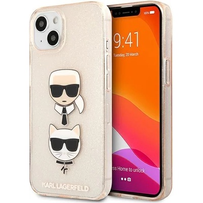 KARL LAGERFELD Калъф Karl Lagerfeld KLHCP13SKCTUGLGO Glitter Karl`s & Choupette, за iPhone 13 mini, златен (KF000815)