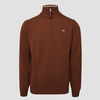 Gant Блуза Gant Superfine Lambswool Half Zip Sweater - Brown