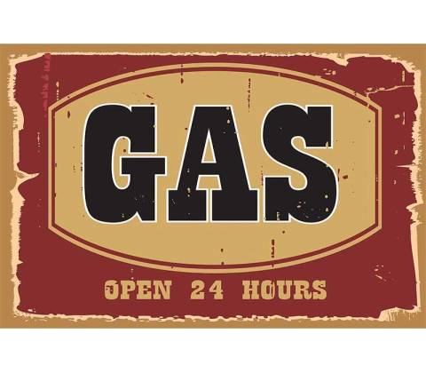 Ceduľa Gas - Open 24 Hours
