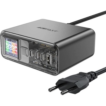 ACEFAST Захранване за ел. мрежа за лаптопи, смартфони и таблети с 1xUSB-A и 3xUSB-C изходи с технология за бързо зареждане - Acefast PD GaN 3 Fast Wall Charger 218W (сив) (Z4-gray)