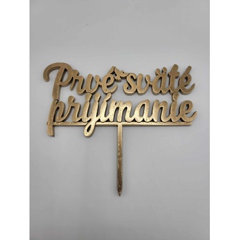 Loranc Дървен топер за торта Първо свето причастие златист