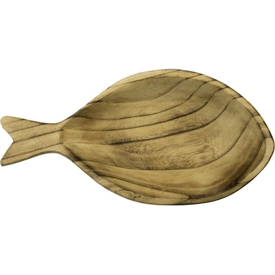 MADAM STOLTZ Dřevěná miska Fish Dark Natural přírodní dřevo 38 cm