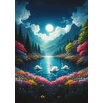 Art Puzzle - Puzzle Lake of Swans in Moonlight - 500 piese