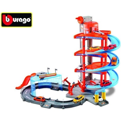 Bburago Street Fire Mega Dealer Showroom garáž s dvoma autíčkami