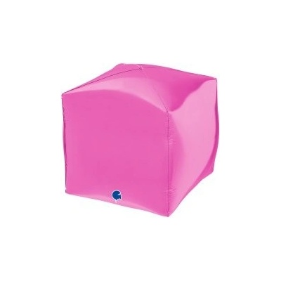 GRABO fóliový balónek Krychle tm. růžová 4D 38cm 15" nafukovací