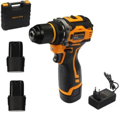 Винтоверт акумулаторен, ROTOR RD1.5A, 18V, 2x1.5Ah, 10 мм патронник, безчетков мотор, в куфар (ET14542)