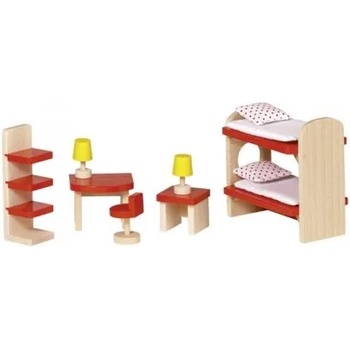 Goki - Обзавеждане за детска стая на къща за кукли в червено (51719)