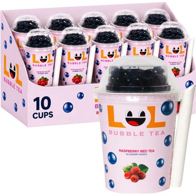 LOL Bubble Tea malinový čaj s borůvkovými kuličkami 10 x 275 ml