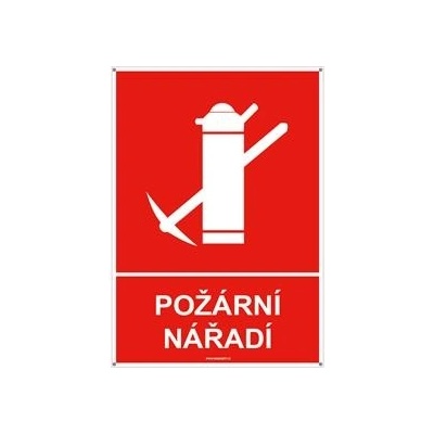 Požární nářadí s textem - bezpečnostní tabulka s dírkami, plast 2 mm 148x210 mm