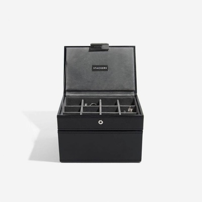 Stackers pánská šperkovnice 2v1 Black Cufflink & Watch Box černá 73187