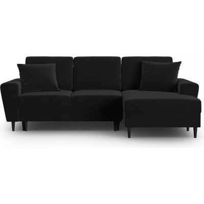 Cosmopolitan Design Черен кадифен разтегателен ъглов диван с място за съхранение (десен ъгъл) Kyoto - Cosmopolitan Design (COS_RCF_2_F1_KYOTO10)