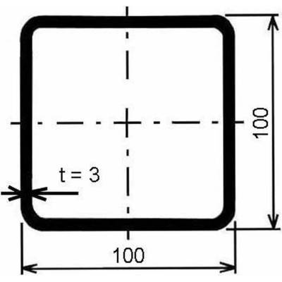 Jekl pozinkovaný čtvercový 100×100×3 mm – 6 m
