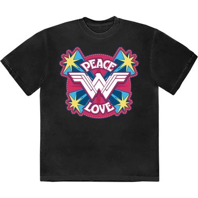DC Comics tričko Wonder Woman Peace & Love čierne