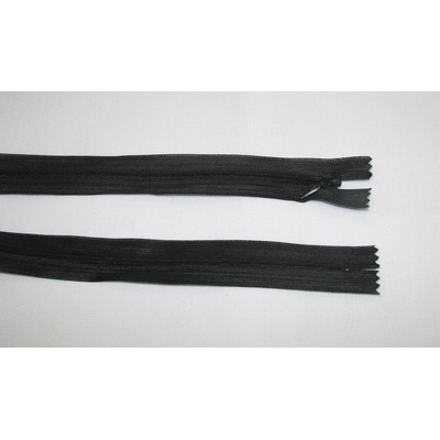 Zips krytý 3mm čierny nedeliteľný 55cm dederon