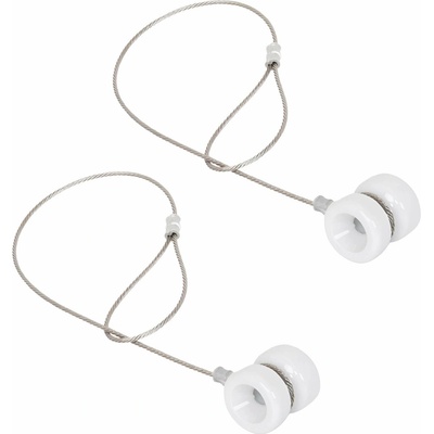 Porcelánový rohový izolátor na elektrický ohradník vrátane oceľového lanka s okom - 2 ks