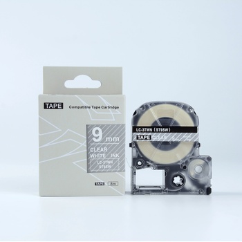 Compatible Epson LK-ST9SW, 9mm x 9m, бял печат / прозрачен субстрат, съвместима лента (LKST9SW)