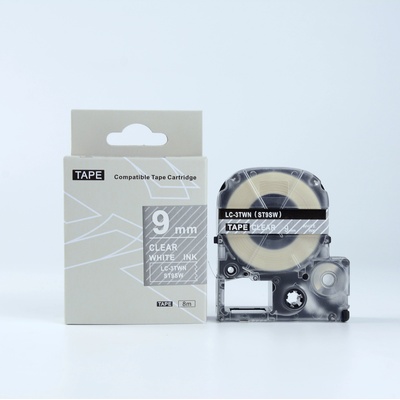 Compatible Epson LK-3TWN, ST9SW, 9mm x 9m, бял печат / прозрачен фон, съвместима лента (LKST9SW)