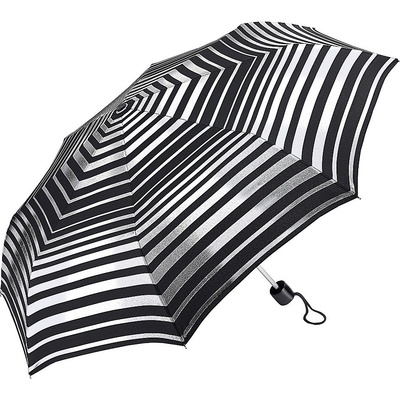 Fulton L354 silver stripes deštník skládací černo stříbrný