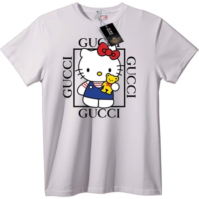 NOONEBRAND Gucci Hello Kitty Тениска с Мече - L, White