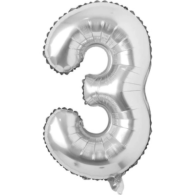 DAALO Nafukovací balónky čísla maxi stříbrné 3