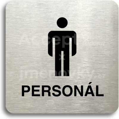ACCEPT Piktogram WC muži personál - stříbrná tabulka - černý tisk bez rámečku