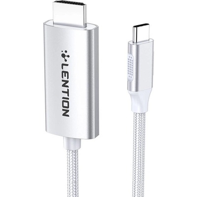 Lention 4K 60Hz USB-C to HDMI Cable (CU707) - кабел с поддръжка на 4K за свързване от USB-C към HDMI (300 см) (сребрист)
