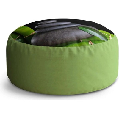 Sablio Taburet Circle Bambus a kameny: 38x48 cm
