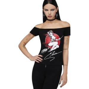 KILLSTAR дамски топ с голи рамене KILLSTAR x ELVIRA - Moonstruck - Black - KSRA014136