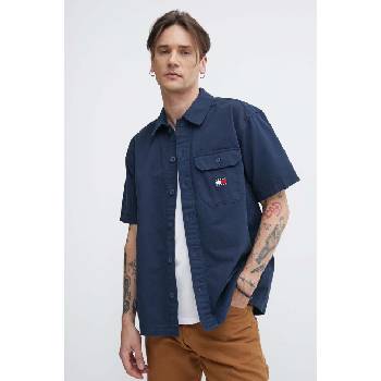 Tommy Hilfiger Памучна риза Tommy Jeans мъжка в тъмносиньо със свободна кройка с класическа яка DM0DM18969 (DM0DM18969)