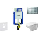 Geberit Kombifix - Модул за висяща тоалетна с бутон Sigma20, матов хром/хром + Duravit D-Code - тоалетна и седалка, без ръб, SoftClose 110.302. 00.5 NH7 (110.302.00.5 NH7)