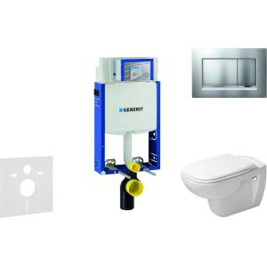 Geberit Kombifix - Модул за висяща тоалетна с бутон Sigma20, матов хром/хром + Duravit D-Code - тоалетна и седалка, без ръб, SoftClose 110.302. 00.5 NH7 (110.302.00.5 NH7)