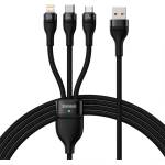 Baseus Кабел за зареждане Baseus Flash, 3in1, Micro USB, Lightning, Type-C, 66W, 1.2m, Black - 40492 (DE-40492)