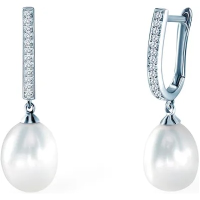 SAVICKI обеци: бяло злато. перли. диаманти