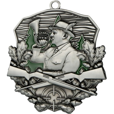 MD1870/AS Medaila poľovníctvo 79x74 mm hr.3 mm striebro 7,9x7,4x0,3 cm